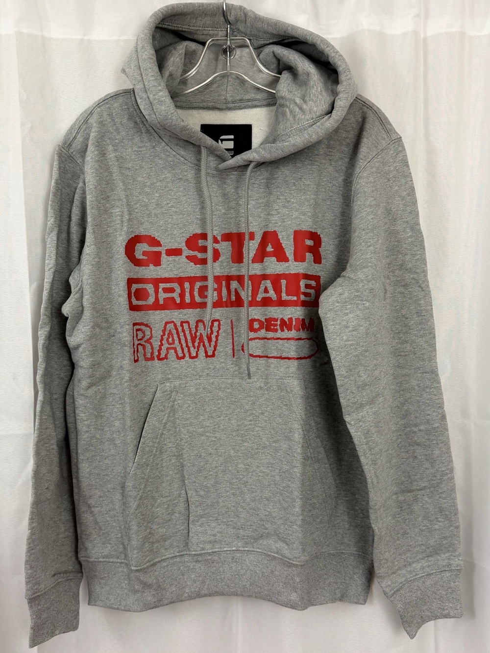 G-Star Light Heather Gray Logo Pullover Hoodie w- Red Logo Medium.  NWT - Picture 4 of 10